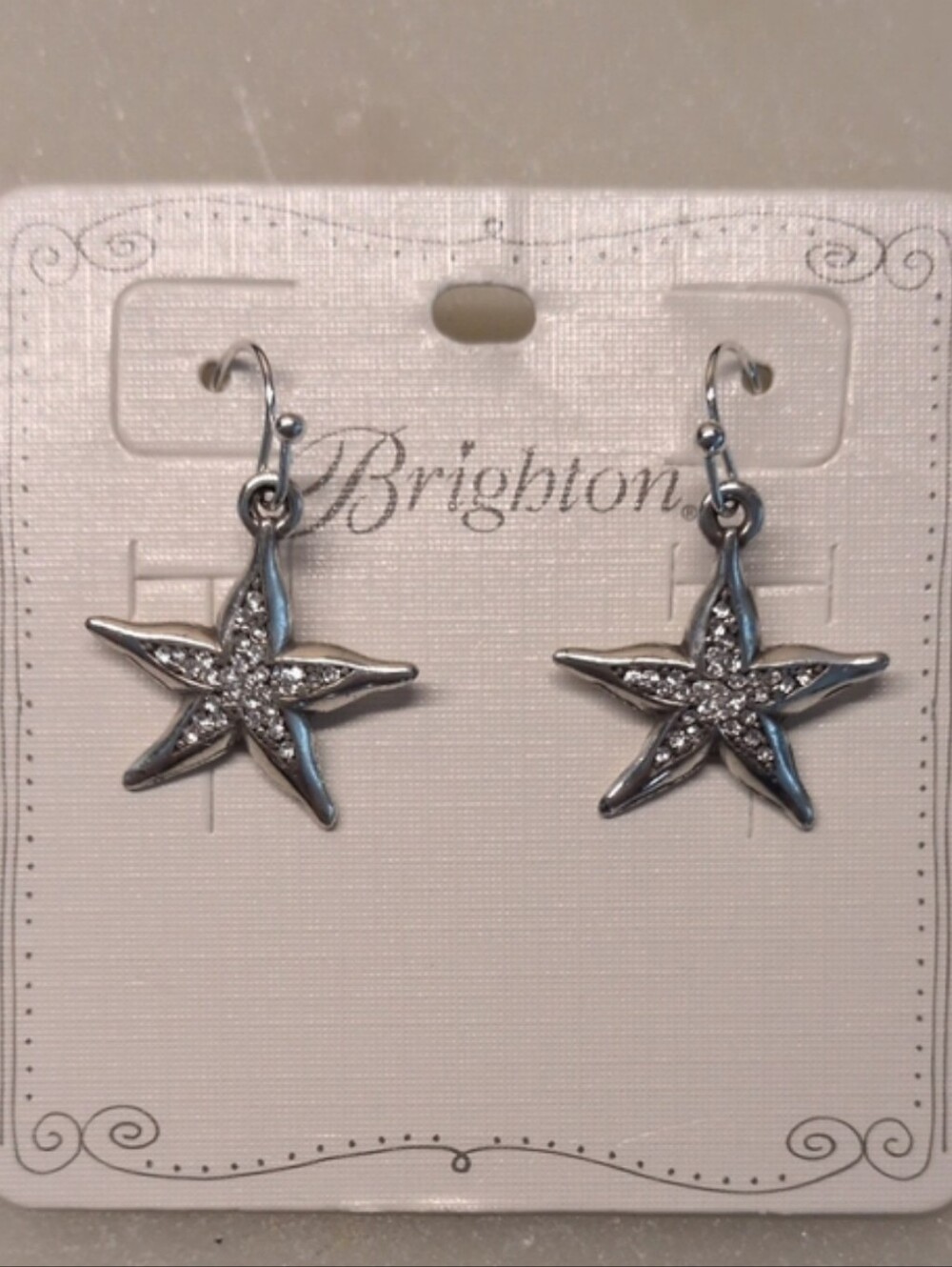 NEW! Brighton Starfish Silver And Crystals Dangle Earrings